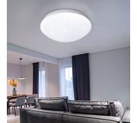 Plafonnier LED plafonnier lampe de salon blanc avec effet étoile de forme ronde, métal plastique, 12W 840lm 3000K, DxH 26x9.2 cm