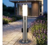 V-TAC Lampe Sur Pied Extérieure Argent 2 Prises IP44 Détecteur Mouvement E27