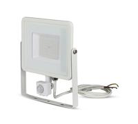 V-TAC LED Projecteur orientable | Samsung | Capteur PIR | IP65 Waterproof | Blanc | 50W | 4000 Lumens | 3000K