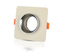 Douille LED encastrable GU10 corps en plâtre carré, couleur blanche avec finition chromée