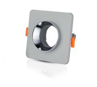 1 pz GU10 Fitting Gypsum Metal Grey Recessed Light with Chrome Bottom Square