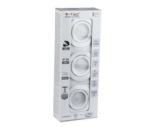 V-TAC LED Spot Light - GU10 - Raccord - IP20 - Blanc - 5W - 400 Lumens - 3000K -3 Pcs/Pack