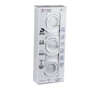 V-TAC LED Spot Light - GU10 - Raccord - IP20 - Blanc - 5W - 400 Lumens - 3000K - Lot de 3