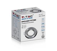 V-TAC LED Spot Light - Raccord encastré - GU10 - IP20 - Nickel satiné - 2 pièces/paquet