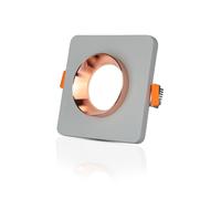 Douille LED encastrable GU10 corps en plâtre carré, couleur gris avec finition or rose