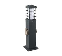 V-TAC Multipresa da Giardino a Colonna Con Portalampada E27 e 2 Prese 16A in Acciaio Inossidabile h: 300mm Colore Grigio Scuro IP44