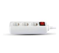 V-TAC Multiprise 3 Prises avec Interrupteur et Câble 1,5m - Bloc Multiprises avec 3 Prises 16A Shuko pour Maison, Bureau, Magasin, Garage - 250V - Électrique - Compact et Pratique - Blanc