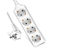 V-TAC Multiprise 4 Prises et Câble 1,5m - Bloc Multiprises 4 Prises 16A Shuko pour Maison, Bureau, Magasin, Garage - 250V - Compact et Pratique - Électrique - Blanc