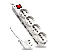 V-TAC Multiprise avec Interrupteur et câble 1,5 m - 8 Prises latérales 10/16A et 4 façades 10/16A Bipasso Shuko - Prise électrique pour Maison, Bureau, Magasin - Prise 16A