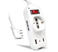 V-TAC Multiprise électrique USB C Power Delivery 20 W + Port + 2 Prises latérales 10/16 A Bipasso et 1 Avant 10/16 A Bipasso Schuko - multiprise Type C - Prise pour Maison, Bureau