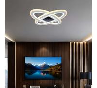 Plafonnier LED lampe de salon acier blanc télécommande dimmable D 62 cm
