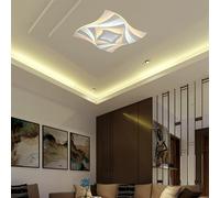 Plafonnier LED à intensité variable avec télécommande Plafonnier de salon blanc, acier acrylique, 75W 6500lm blanc chaud/blanc froid, LxH 49,5 x 5,5 cm