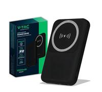 V-TAC Power Bank Magnétique Compatible avec MagSafe - 10 000 mAh - Charge Rapide PD 20 W - Batterie Externe pour Apple iPhone 12/13/14/15/Mini/Pro/Max - Noir