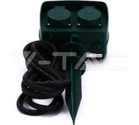 V-TAC prises de jardin 2 prises avec broche Minuterie IP44 Schuko VT-1112-3