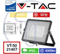 V-TAC PRO VT-50 21407 Projecteur LED Chip Samsung 50W Couleur Noir 4000K IP65