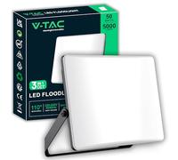 V-TAC Projecteur LED d'extérieur 50 W - [Puce Samsung + technologie RLE + coque innovante en polycarbonate] - Haute luminosité : 5000 lumens - IP65 - Projecteur LED pour maison, garage, entrepôt
