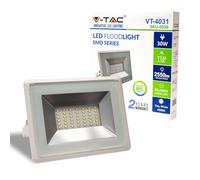 V-TAC Projecteur LED Extérieur 20W Lumière naturelle 4000 K Blanc - Lampe d'Extérieur LED avec Verre IP65 - 2550 Lumen