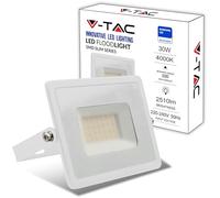 V-TAC Projecteur LED Extérieur 30W - [Haute Performance] Blanc- IP65 - 2510 Lumen - Lampe Étanche pour Maison, Jardin, Garage, Fabrique - Lumière Blanc Neutre 4000K