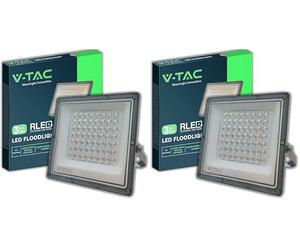V-TAC Projecteur LED Extérieur 50W - [CHIP Samsung + Technologie RLE] - 5000 Lumens - IP65 - Projecteur LED pour Maison, Jardin, Garage, Entrepôt - Lumière CCT 3 EN 1 Chaude, Froide ou Neutre