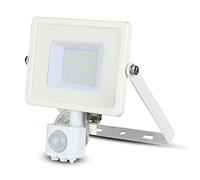 V-TAC Projecteur LED pour puce Samsung 30 W avec capteur de mouvement et crépusculaire et interrupteur manuel de verrouillage, couleur blanc 6400 K IP65