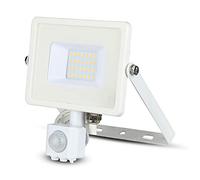 V-TAC Projecteur LED Puce Samsung 20 W avec détecteur de mouvement et crépusculaire et interrupteur manuel de verrouillage, couleur blanche 3000 K IP65