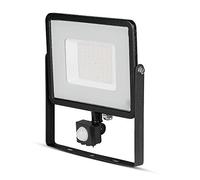V-TAC Projecteur LED puce Samsung 50 W avec capteur de mouvement et crépusculaire et interrupteur manuel de verrouillage couleur noir 4000 K IP65