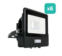 V-TAC Projecteur LED - Samsung - Capteur PIR - IP65 Waterproof - Noir - 10W - 735 Lumens - 3000K - Pack de 6