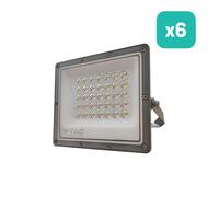 V-TAC Projecteur LED - Série CCT - IP65 Waterproof - Corps gris canon - 30W - 2350 Lumens - 3IN - Pack de 6