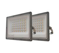 V-TAC Projecteur LED - Série CCT - IP65 Waterproof - Corps gris canon - 30W - 2350 lumens - 3IN1 - Lot de 2