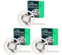 V-TAC Ruban LED 5 Mètres 8W SMD 3528 - Bande à LED Lumineuse 3000K Blanc Chaud - Ruban LED d'Intérieur avec Bande Adhésive et Flexible pour Maison, Cuisine, Salon - 5m - Alimenté 12V (Lot de 3)