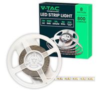 V-TAC Ruban LED d’Intérieur 8W - [ 5 MÈTRES ] - Bande LED ADHÉSIVE Lumineuse - 800 Lumens - Ruban Flexible pour Maison, Cuisine, Chambre, Salon - 12V - SMD 3528 - Lumière Blanc Froid 6500K