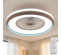 Ventilateur de plafond avec télécommande Ventilateur de salon Refroidisseur blanc, bleu, commutation CCT, 3 vitesses Timer, 132 cm