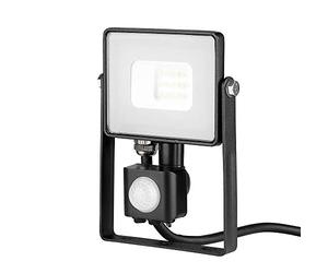 V-TAC VT-10-S-B Projecteur LED Puce Samsung 10 W avec détecteur de mouvement et crépusculaire et interrupteur manuel de verrouillage couleur noir 4000 K IP65