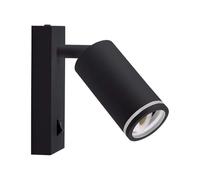 V-TAC VT-429 Support de spot mural LED GU10 Orientable noir applique avec interrupteur type lampe hôtel - sku 10294