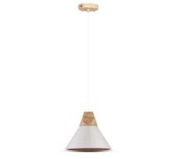 V-TAC VT-7425-WH Lampadario LED Campana Blanc Aluminium Bois E27 Suspension