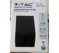 V-TAC VT-797 Support de Phare Réglable Carré De Plafond Ampoules GU10 GU5.3
