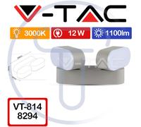 V-TAC VT-814 8294 Applique murale ovale à double LED 12W gris lumière chaude