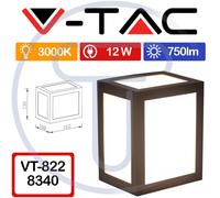 V-TAC VT-822 8340 Lanterne murale à LED 12W noir lumière chaude 3000K