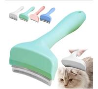 V Tooth Deshedding Comb for Cats, Pet Deshedding Tool with Curve Blade-Pet Grooming Brush V-Shaped Teeth Brush for Dogs & Cats, Reduces Shedding Fast, Prevents Mats & Tangles Safely (Green,L(4.15in))