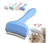 V Tooth Deshedding Comb for Cats, Pet Deshedding Tool with Curve Blade-Pet Grooming Brush V-Shaped Teeth Brush for Dogs & Cats, Reduces Shedding Fast, Prevents Mats & Tangles Safely (Blue,S(2.95in))