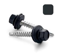 V VOOXA VOOXA Lot de 100 vis auto-perceuses à tôle trapézoïdale, 4,8 x 35 mm, avec rondelle d'étanchéité EPDM, acier étamé RAL7016, gris anthracite - Tête hexagonale SW8
