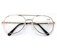 V.W.E. Lunettes De Lecture Aviateur En Métal - Charnière Lecteur De Larme (or, 3,50)
