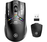 V08 Souris Gaming sans Fil,2.4 G/USB-C/Bluetooth,12000 DPI,6 Boutons Programmables Ergonomique Souris, Couverture magnétique en nid d'abeille, avec prolongateur de récepteur pour PC/Mac(Noir)