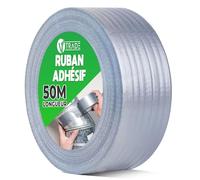 V1 TRADE Duct Tape Gris 48mm x 50m - Scotch Américain Étanche Pour Réparations - Ruban Adhésif Toilé Extra Fort - Résistant À L’Eau - Rouleaux Pour Intérieur Et Extérieur