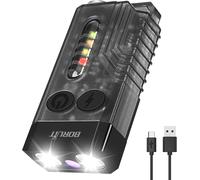 V10 Mini Lampe De Poche Led, 1000 Lumen Porte - Clés Lampe De Poche Avec 80db Alarme Buzzer, Lampe Uv 365nm, Queue Magnétique, Imperméable Ipx4 (Noir)