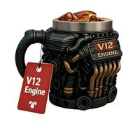 V12 Tasse à café moteur | 300 ml V12 Tasse d'isolation à double paroi en acier inoxydable en forme de moteur - Pour golf, cour, balcon, cour, extérieur, jardin, parc, maison, pique-nique, camping