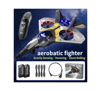 (V17-GREY-2Battery) Avion télécommandé V17 à détection de gravité, planeur, hélicoptère radiocommandé