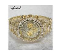 (V298-G) 2022 Marque de luxe MISSFOX Or Hip Hop Montres Hommes Mode Arc-en-ciel Diamant Étanche Intelligent
