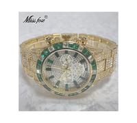 (V298G-G) 2022 Marque de luxe MISSFOX Or Hip Hop Montres Hommes Mode Arc-en-ciel Diamant Étanche Intelligent