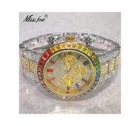(V298R-GS) 2022 Marque de luxe MISSFOX Or Hip Hop Montres Hommes Mode Arc-en-ciel Diamant Étanche Intelligent